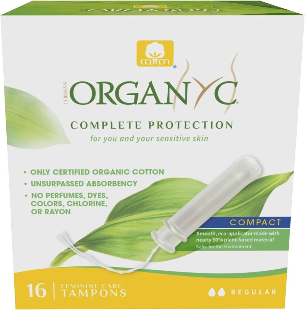 Organyc 100% Certified Organic Cotton Tampons, Plant Based Eco Applicator, Regular Flow